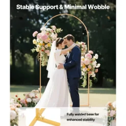 VEVOR Arch Backdrop Stand, 7.2 x 4 ft, Stable Structure, Easy Assembly, 1 Piece Gold Metal Arch Backdrop Stand for Wedding, Birthday Party, Graduation, Holiday Celebration, and Ceremony Decoration