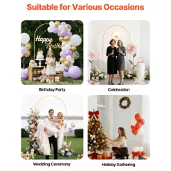 VEVOR Arch Backdrop Stand, 7.2 x 4 ft, Stable Structure, Easy Assembly, 1 Piece Gold Metal Arch Backdrop Stand for Wedding, Birthday Party, Graduation, Holiday Celebration, and Ceremony Decoration