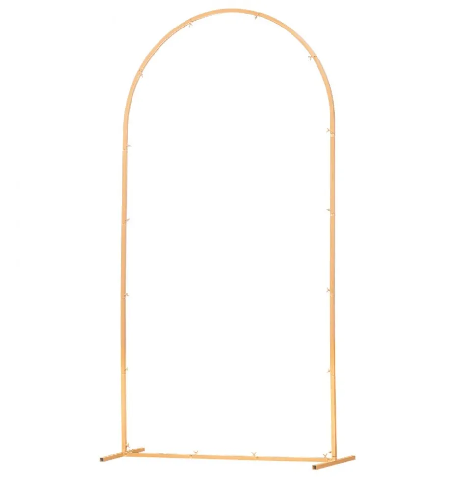 VEVOR Arch Backdrop Stand, 7.2 x 4 ft, Stable Structure, Easy Assembly, 1 Piece Gold Metal Arch Backdrop Stand for Wedding, Birthday Party, Graduation, Holiday Celebration, and Ceremony Decoration