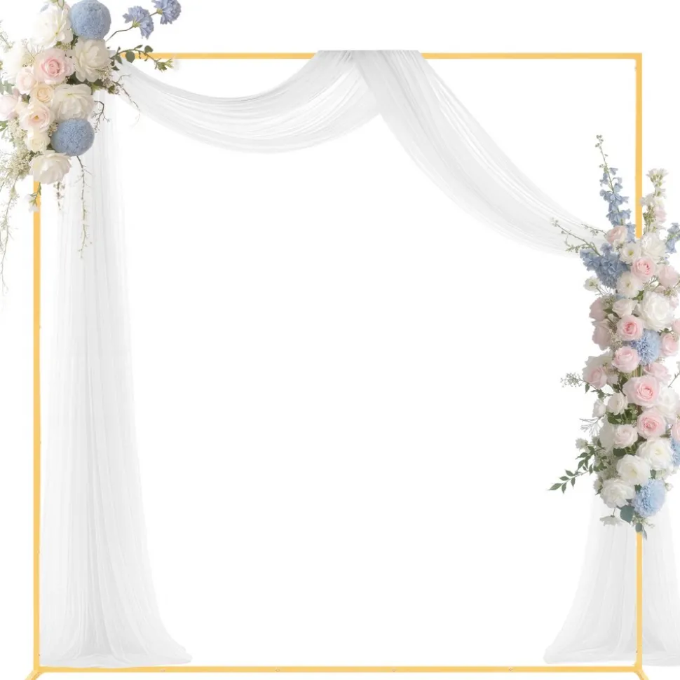 VEVOR Arch Backdrop Stand, 6.6 x 6.6 ft, Stable Structure, Easy Assembly, Square Gold Metal Arch Backdrop Stand for Wedding, Birthday Party, Graduation, Holiday Celebration, and Ceremony Decoration