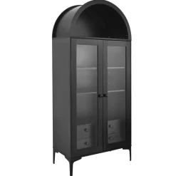 VEVOR Arched Display Cabinet with Glass Doors, 70 in Tall Curio Cabinet, 4-Tier Display Case with 2 Adjustable Shelves, Bookcase Bookshelf for Collectibles Storage Bedroom Living Room Office