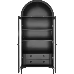 VEVOR Arched Display Cabinet with Glass Doors, 70 in Tall Curio Cabinet, 4-Tier Display Case with 2 Adjustable Shelves, Bookcase Bookshelf for Collectibles Storage Bedroom Living Room Office