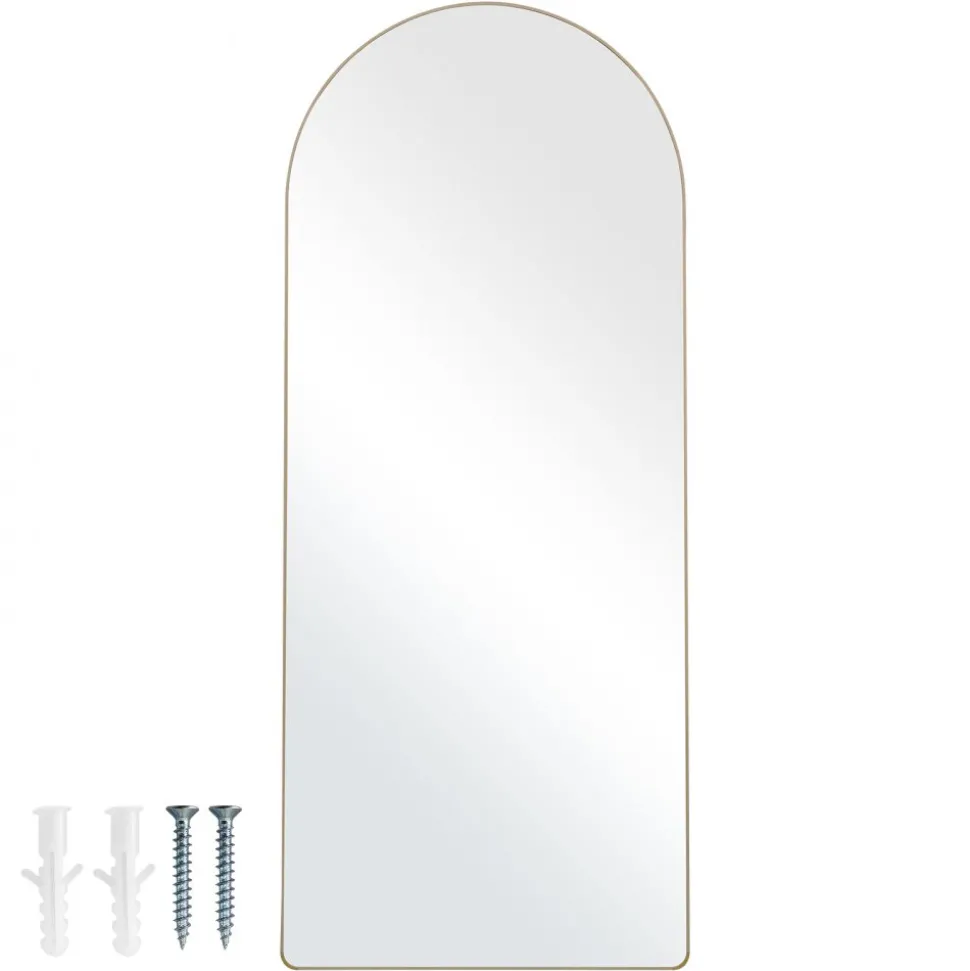 VEVOR Arched Full Length Mirror, 71'' x 30'', Large Free Standing Leaning Hanging Wall Mounted Floor Mirror with Stand Aluminum Alloy Frame, Full Body Dressing Mirror for Living Room Bedroom, Black