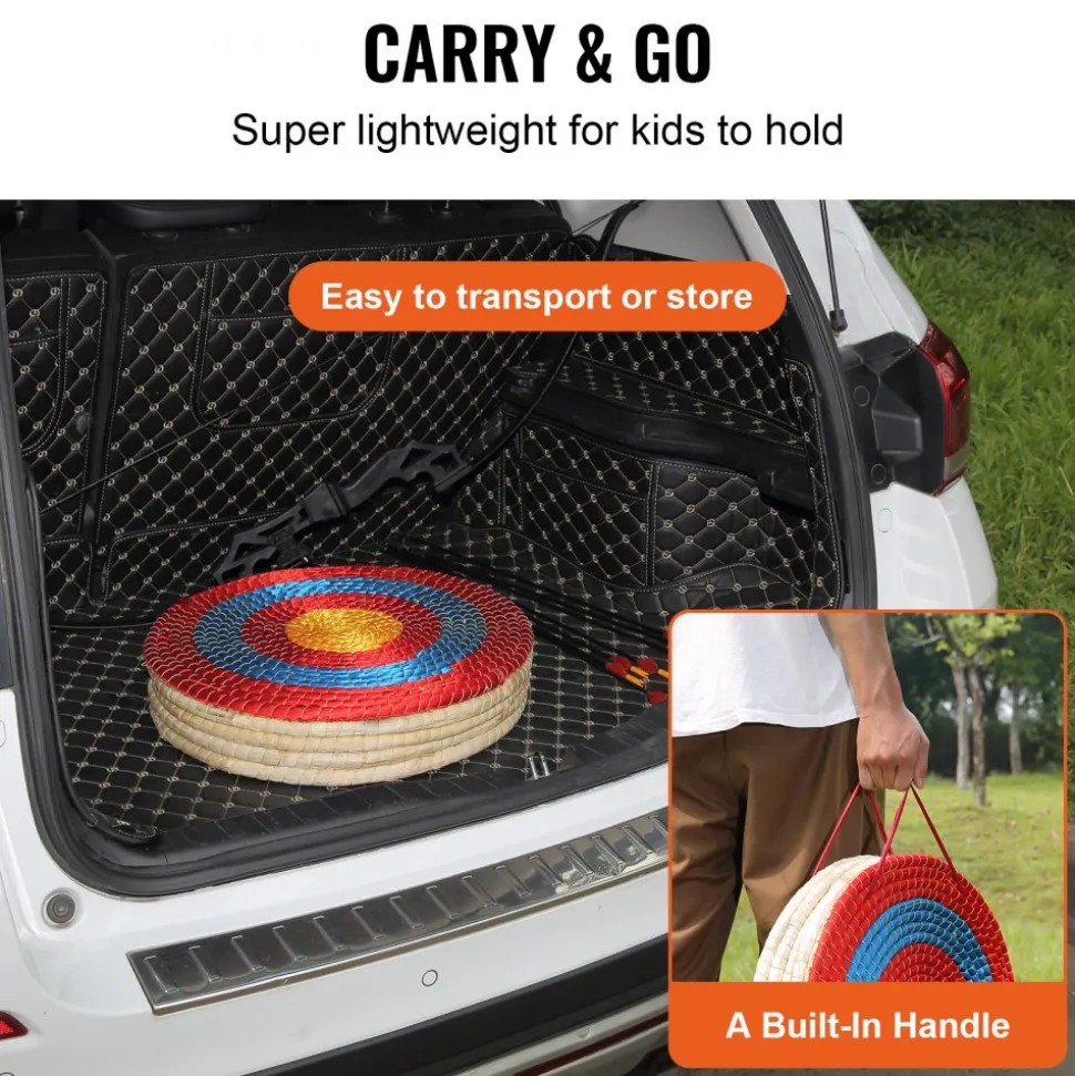 VEVOR Archery Target, 5 Layers 20" Arrow Target, Traditional Solid Straw Round Archery Target Shooting Bow, Hand-Made Arrows Target, Coloured Rope Target for Backyard Outdoor Hunting Shooting Practice
