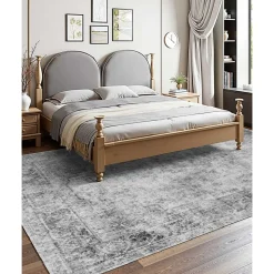 VEVOR Area Rug, 9 x 12 ft Large Washable Boho Rug, Non-Slip and Tear-Resistant Soft Carpet, Pet & Child Friendly Bohemian Area Rugs, Indoor Mat for Bedroom, Living Room, Kids Room, Office, Gray