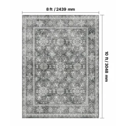 VEVOR Area Rug, 9 x 12 ft Large Washable Rug, Non-Slip and Tear-Resistant Soft Carpet, Pet & Child Friendly Vintage Area Rugs, Indoor Mat for Bedroom, Living Room, Kids Room, Office, Brown Green