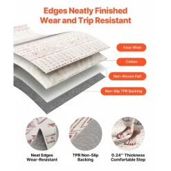 VEVOR Area Rug, 5 x 8 ft Large Washable Rug, Non-Slip and Tear-Resistant Soft Carpet, Pet & Child Friendly Modern Area Rugs, Indoor Mat for Bedroom, Office, Living Room, Kids Room, Entryway, Beige