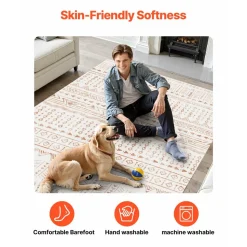 VEVOR Area Rug, 5 x 8 ft Large Washable Rug, Non-Slip and Tear-Resistant Soft Carpet, Pet & Child Friendly Modern Area Rugs, Indoor Mat for Bedroom, Office, Living Room, Kids Room, Entryway, Beige