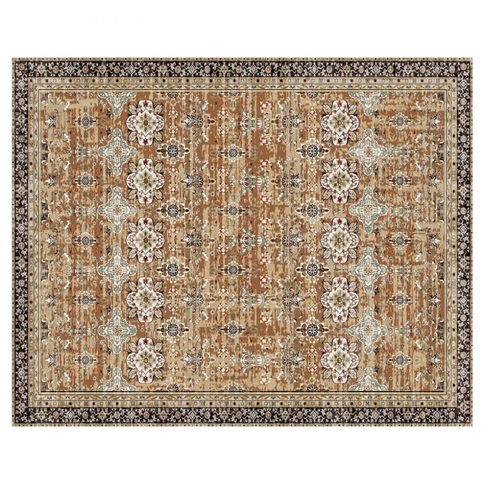 VEVOR Area Rug, 7.5 x 9.5 ft Large Washable Rug, Non-Slip and Tear-Resistant Soft Carpet, Pet & Child Friendly Vintage Area Rugs, Indoor Mat for Bedroom, Living Room, Office, Entryway, Brown Green