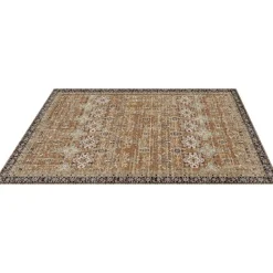 VEVOR Area Rug, 7.5 x 9.5 ft Large Washable Rug, Non-Slip and Tear-Resistant Soft Carpet, Pet & Child Friendly Vintage Area Rugs, Indoor Mat for Bedroom, Living Room, Office, Entryway, Brown Green