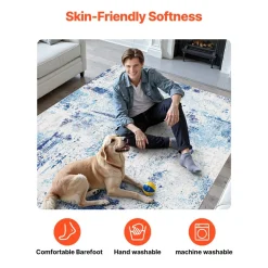VEVOR Area Rug, 6 x 9 ft Large Washable Boho Rug, Non-Slip and Tear-Resistant Soft Carpet, Pet & Child Friendly Bohemian Area Rugs, Indoor Mat for Bedroom, Living Room, Kids Room, Entryway, Gray