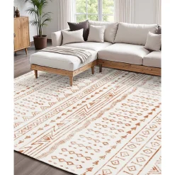 VEVOR Area Rug, 5 x 7 ft Large Washable Rug, Non-Slip and Tear-Resistant Soft Carpet, Pet & Child Friendly Modern Area Rugs, Indoor Mat for Bedroom, Office, Living Room, Kids Room, Entryway, Beige