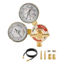 VEVOR Argon Regulator Gauge, Argon CO2 Regulator Welding Gas Gauges for TIG/MIG Welding - with 8.2FT Rubber Hoses, 0-60 SCFH, 0-4000 PSI Inlet Pressure, CGA580 Inlet Connection