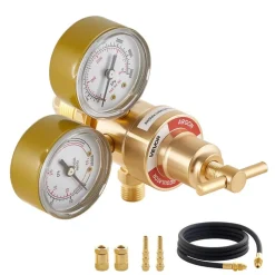 VEVOR Argon Regulator Gauge, Argon CO2 Regulator Welding Gas Gauges for TIG/MIG Welding - with 8.2FT Rubber Hoses, 0-60 SCFH, 0-4000 PSI Inlet Pressure, CGA580 Inlet Connection