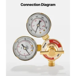 VEVOR Argon Regulator Gauge, Argon CO2 Regulator Welding Gas Gauges for TIG/MIG Welding - with 8.2FT Rubber Hoses, 0-60 SCFH, 0-4000 PSI Inlet Pressure, CGA580 Inlet Connection