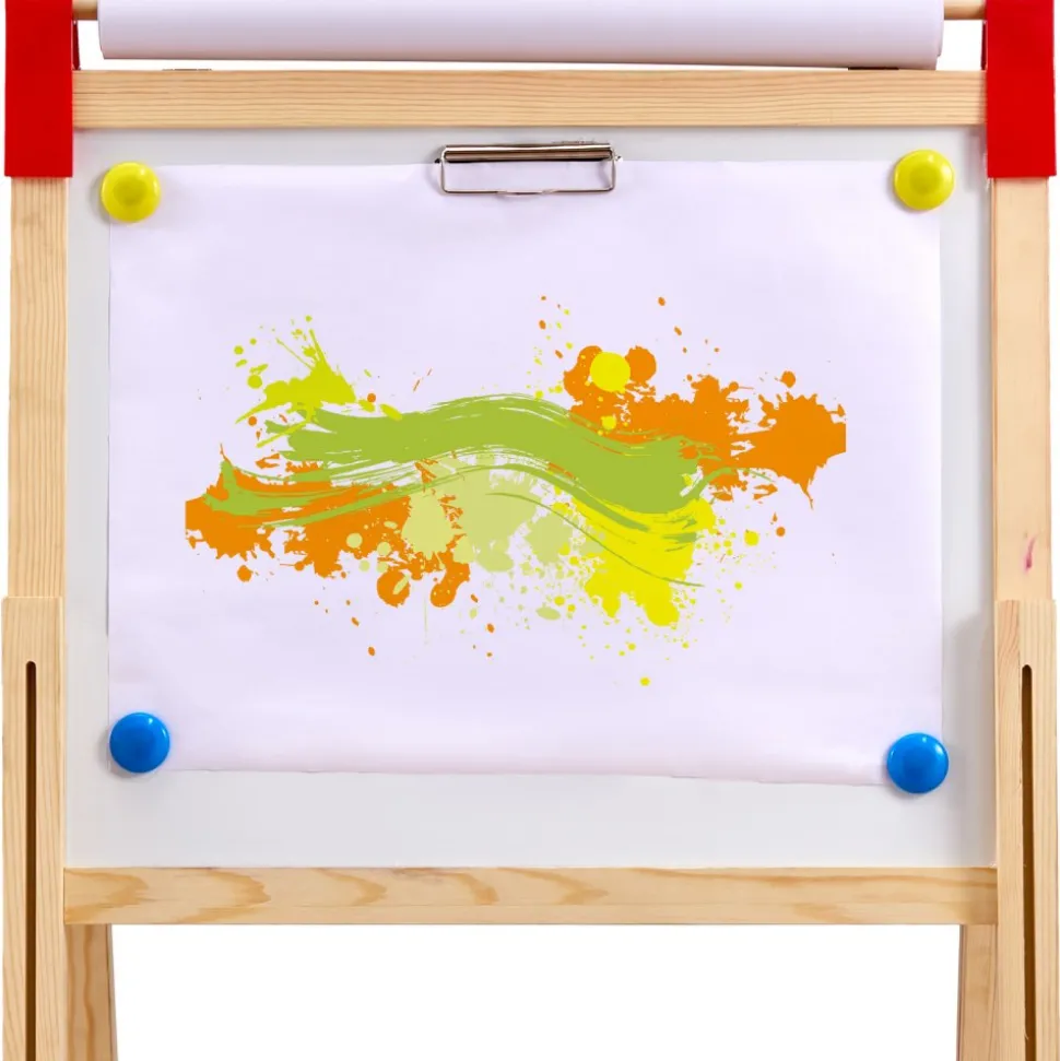 VEVOR Art Easel for Kids, 3-in-1 Wooden Double-Sided Kid's Art Easel with Magnetic Whiteboard, Chalkboard & Paper Roll, Adjustable Standing Drawing Board with Painting Accessories for Boys and Girls