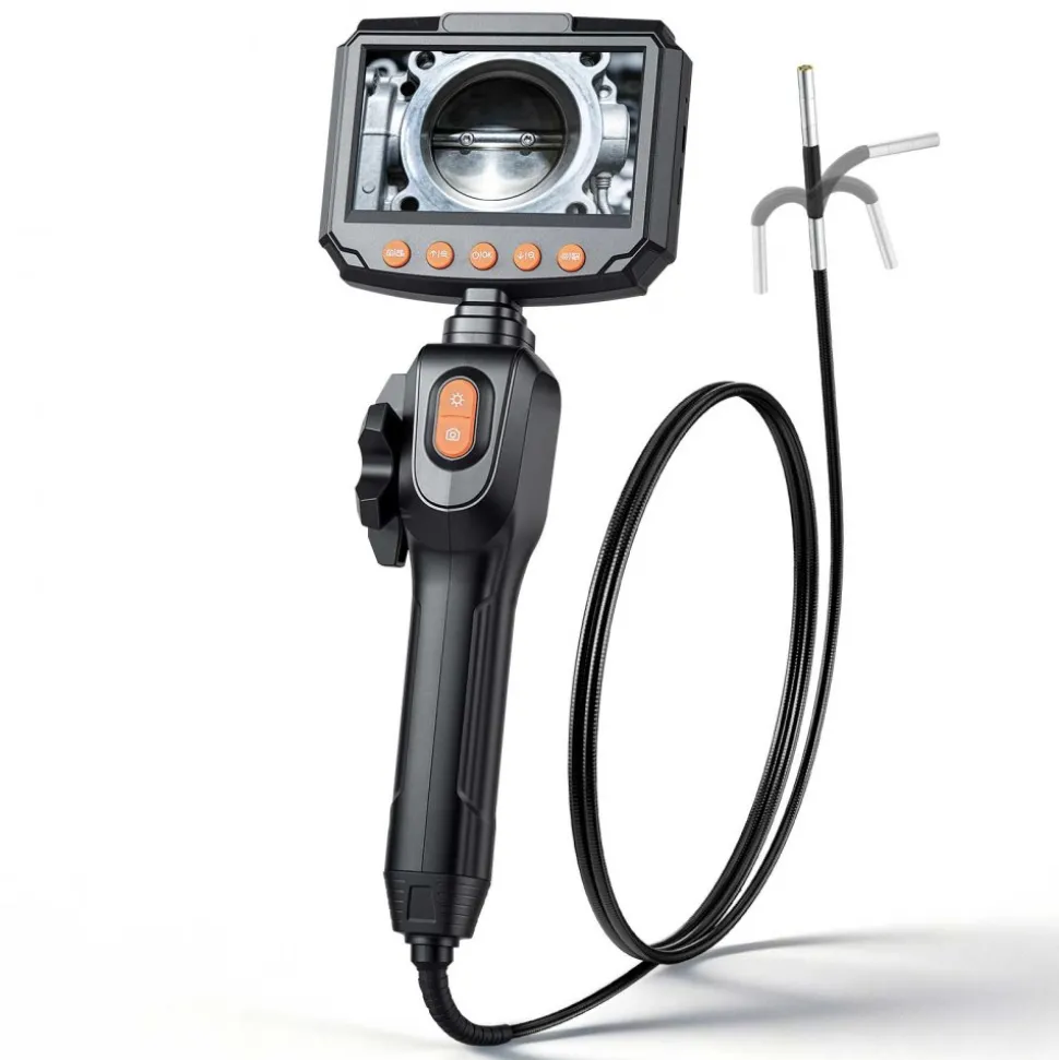 VEVOR Articulating Borescope with 0.15" Ultra Slim Lens, Two-Way Articulated Endoscope with Light, 4.3" IPS Screen, 1280 x 720 HD Lens, 8X Zoom Inspection Camera for Automotive, Tight Mechanical Space