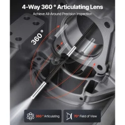 VEVOR Articulating Borescope with 3.9mm Ultra Slim Lens, 4-Way 360° Articulated Endoscope with Light, 4.5