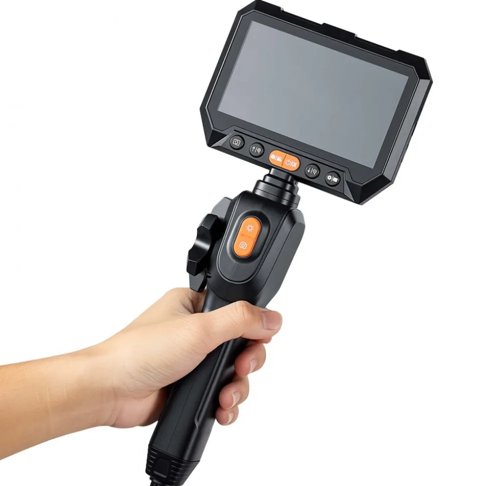 VEVOR Articulating Borescope with 0.15" Ultra Slim Lens, Two-Way Articulated Endoscope with Light, 5" HD IPS Screen, 8X Zoom, 5000mAh Inspection Camera for Auto, Tight Mechanical Spaces (4.9FT Cable)