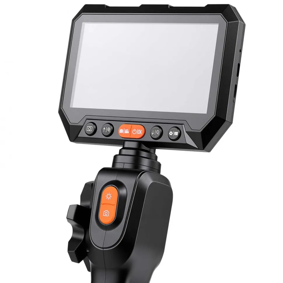 VEVOR Articulating Borescope with 0.15" Ultra Slim Lens, Two-Way Articulated Endoscope with Light, 5" HD IPS Screen, 8X Zoom, 5000mAh Inspection Camera for Auto, Tight Mechanical Spaces (4.9FT Cable)