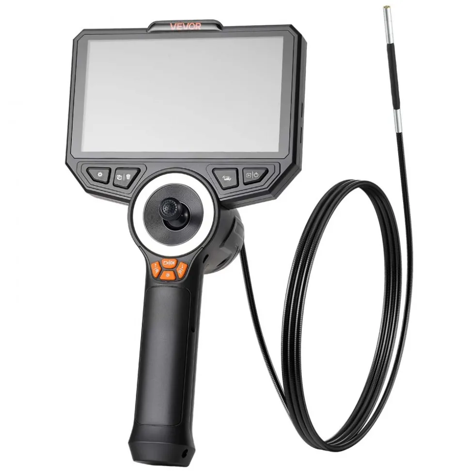 VEVOR Articulating Borescope with 0.15" Ultra Slim Lens, 4-Way 360° Articulated Endoscope Camera with Light, 6" HD IPS Screen, 8X Zoom, 7000mAh Inspection Camera for Auto & Tight Mechanical Spaces