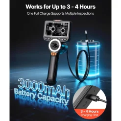 VEVOR Articulating Endoscope with Light, 4-Way 360° Articulated Borescope, 0.24