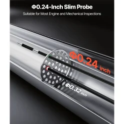 VEVOR Articulating Endoscope with Light, 4-Way 360° Articulated Borescope, 0.24
