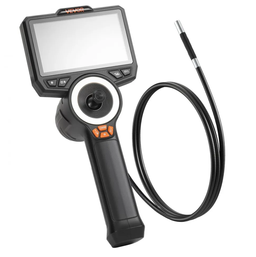 VEVOR Articulating Endoscope with Light, 4-Way 360° Articulated Borescope, 0.24" Slim Lens 1920 x 1080, 4.5" HD IPS Screen, 8X Zoom Inspection Camera for Auto, Mechanical Equipment (4.9FT Snake Cable)