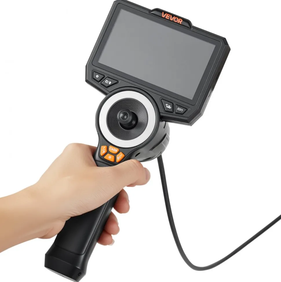 VEVOR Articulating Endoscope with Light, 4-Way 360° Articulated Borescope, 0.24" Slim Lens 1920 x 1080, 4.5" HD IPS Screen, 8X Zoom Inspection Camera for Auto, Mechanical Equipment (4.9FT Snake Cable)
