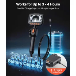 VEVOR Articulating Endoscope with Light, Two-Way Articulated Borescope Camera, 4.3