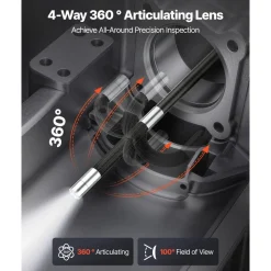 VEVOR Articulating Endoscope with Light, 4-Way 360° Articulated Borescope Camera, 0.24" Slim Lens 1920 x 1080, 6" HD IPS Screen, 7000mAh Battery, IP67 Waterproof for Automotive & Mechanical Inspection