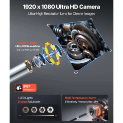 VEVOR Articulating Endoscope with Light, 4-Way 360° Articulated Borescope Camera, 6