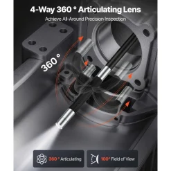 VEVOR Articulating Endoscope with Light, 4-Way 360° Articulated Borescope Camera, 6
