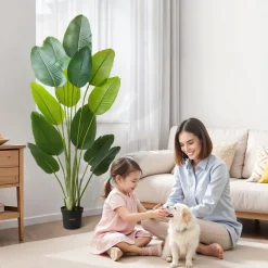 VEVOR Artificial Bird of Paradise 6 ft Tall, Fake Tropical Plants with with 13 Trunks & White Pot, Faux Floor Silk Tree, Large Trees for Home Office Living Room Decor House Warming, Indoor Outdoor