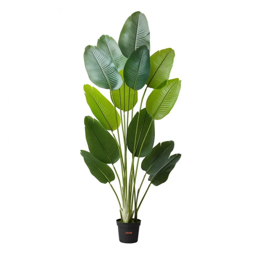 VEVOR Artificial Bird of Paradise 6 ft Tall, Fake Tropical Plants with with 13 Trunks & White Pot, Faux Floor Silk Tree, Large Trees for Home Office Living Room Decor House Warming, Indoor Outdoor