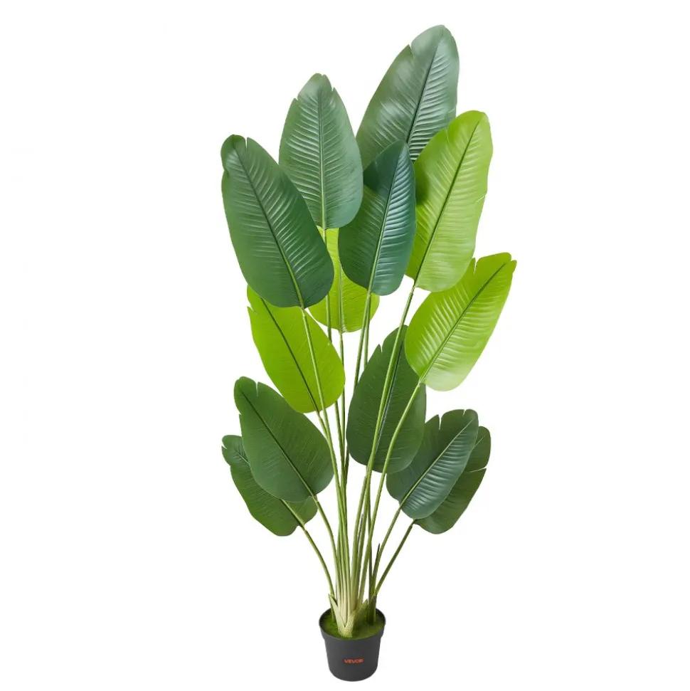 VEVOR Artificial Bird of Paradise 6 ft Tall, Fake Tropical Plants with with 13 Trunks & White Pot, Faux Floor Silk Tree, Large Trees for Home Office Living Room Decor House Warming, Indoor Outdoor