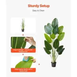 VEVOR Artificial Bird of Paradise 6 ft Tall, Fake Tropical Plants with with 13 Trunks & White Pot, Faux Floor Silk Tree, Large Trees for Home Office Living Room Decor House Warming, Indoor Outdoor