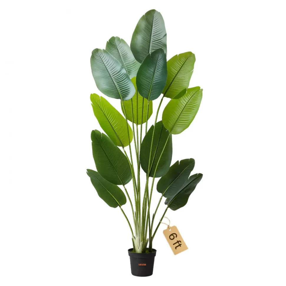 VEVOR Artificial Bird of Paradise 6 ft Tall, Fake Tropical Plants with with 13 Trunks & White Pot, Faux Floor Silk Tree, Large Trees for Home Office Living Room Decor House Warming, Indoor Outdoor