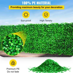VEVOR Artificial Boxwood Panel UV 48pcs Boxwood Hedge Wall Panels Artificial Grass Backdrop Wall 10X10" 4cm Green Grass Wall Fake Hedge for Decor Privacy Fence Indoor Outdoor Garden Backyard