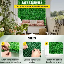 VEVOR Artificial Boxwood Panel UV 48pcs Boxwood Hedge Wall Panels Artificial Grass Backdrop Wall 10X10