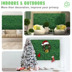 VEVOR Artificial Boxwood Panel UV 24pcs Boxwood Hedge Wall Panels Artificial Grass Backdrop Wall 24