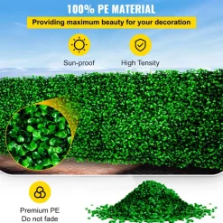VEVOR Artificial Boxwood Panel UV 6pcs Boxwood Hedge Wall Panels, Artificial Grass Backdrop Wall 20" X 20" 4 cm Green Grass Wall, Fake Hedge for Decor Privacy Fence Indoor, Outdoor Garden Backyard