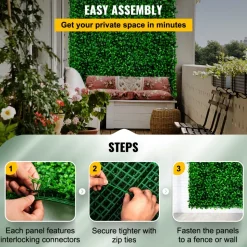 VEVOR Artificial Boxwood Panel UV 6pcs Boxwood Hedge Wall Panels, Artificial Grass Backdrop Wall 20