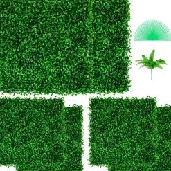 VEVOR Artificial Boxwood Panel UV 6pcs Boxwood Hedge Wall Panels, Artificial Grass Backdrop Wall 20