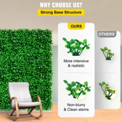 VEVOR Artificial Boxwood Panel UV 6pcs Boxwood Hedge Wall Panels, Artificial Grass Backdrop Wall 20