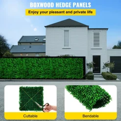 VEVOR Artificial Boxwood Panel UV 6pcs Boxwood Hedge Wall Panels, Artificial Grass Backdrop Wall 20