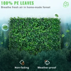 VEVOR Artificial Boxwood Panel UV 24pcs Boxwood Hedge Wall Panels Artificial Grass Backdrop Wall 20