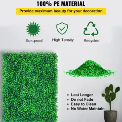 VEVOR Artificial Boxwood Panels, 20 PCS 20"x20" Boxwood Hedge Wall Panels, PE Artificial Grass Backdrop Wall 1.6", Privacy Hedge Screen for Decoration of Outdoor, Indoor, Garden, Fence, and Backyar