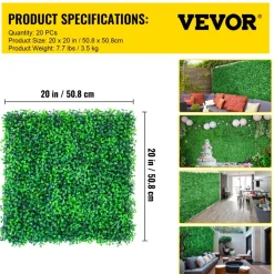 VEVOR Artificial Boxwood Panels, 20 PCS 20