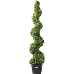 VEVOR Artificial Boxwood Topiary Tree, 60 inch Tall (2 Pieces), Spiral Faux Topiary Trees, Faux Plant w/ Extra Leaves & Pot & Small Decoration, UV Rated Greenery Set for Home Decor Indoor/Outdoor